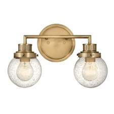 Quintiesse Poppy Bathroom Double Wall Light Heritage Brass