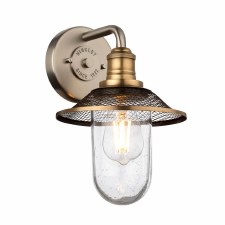 Quintiesse Rigby Single Bathroom Wall Light Antique Nickel with Heritage Brass