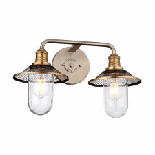 Quintiesse Rigby Double Bathroom Wall Light Antique Nickel with Heritage Brass