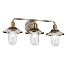 Quintiesse Rigby Triple Bathroom Wall Light Antique Nickel with Heritage Brass