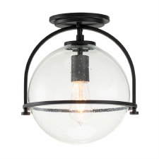 Quintiesse Somerset Flush Pendant Clear Glass & Black