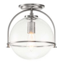 Quintiesse Somerset Flush Pendant Clear Glass & Brushed Nickel
