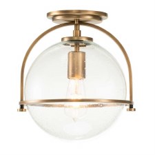 Quintiesse Somerset Flush Pendant Clear Glass & Heritage Brass