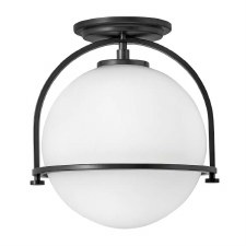 Quintiesse Somerset Flush Pendant Opal Glass & Black