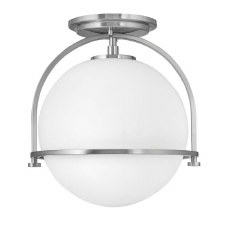 Quintiesse Somerset Flush Pendant Opal Glass & Brushed Nickel