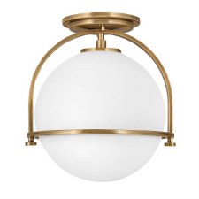 Quintiesse Somerset Flush Pendant Opal Glass & Heritage Brass