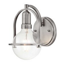 Quintiesse Somerset Wall Light Clear Glass & Brushed Nickel