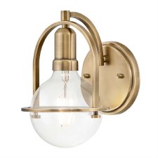 Quintiesse Somerset Wall Light Clear Glass & Heritage Brass