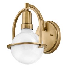 Quintiesse Somerset Wall Light Opal Glass & Heritage Brass