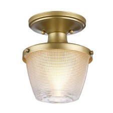 Quoizel Dublin 1 Light Semi Flush Ceiling Light Natural Brass Effect