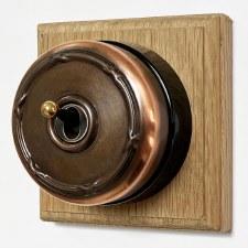 Reed & Ribbon Round Dolly Light Switch 1 Gang Renovated Copper Black