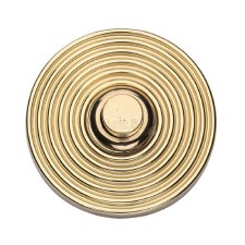 Heritage Round Reeded Bell Push RR1186 Polished Brass Lacquered