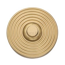 Heritage Round Reeded Bell Push RR1186 Satin Brass Lacquered