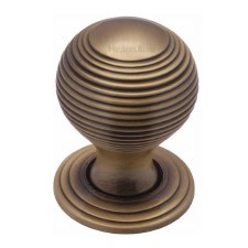 Heritage Reeded Cabinet Knob V973 32 Antique Brass