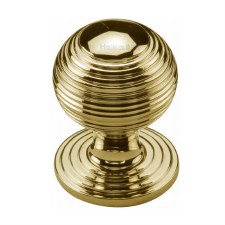 Heritage Reeded Cabinet Knob V973 32mm Polished Brass