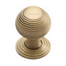 Heritage Reeded Cabinet Knob V973 32mm Satin Brass