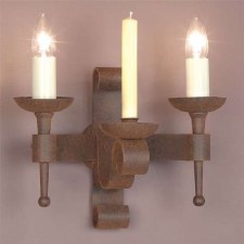 Refectory Double Wall Light with Candle Aged Iron