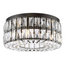 Relena Flush Ceiling Light Black & Crystal Relena Flush Ceiling Light Black & Crystal