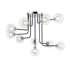 Remy 10 Light Flush Pendant Chrome & Black Remy 10 Light Flush Pendant Chrome & Black