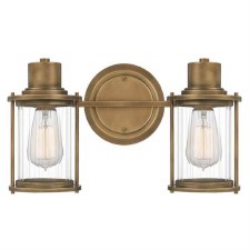 Quoizel Riggs Double Bathroom Wall Light Weathered Brass