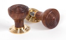 From The Anvil Ringed Wooden Mortice/Rim Door Knobs