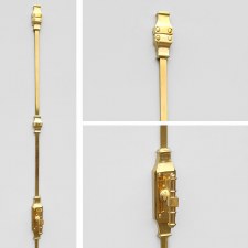 Ringed T-Handle Espagnolette Bolt Polished Brass Unlacquered Ringed T-Handle Espagnolette Bolt Polished Brass Unlacquered