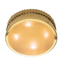 Ripple Large Round Bulkhead Light IP44 Polished Brass Unlacquered