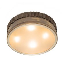 Ripple Large Round Bulkhead Light IP44 Renovated Brass