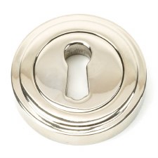 From The Anvil Round Escutcheon Art Deco Polished Nickel From The Anvil Round Escutcheon Art Deco Polished Nickel