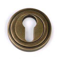 From The Anvil Art Deco Round Euro Escutcheon Burnished Brass