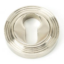 From The Anvil Round Euro Profile Escutcheon Beehive Polished Nickel