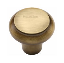 Heritage Flat Round Knob C3990 32mm Antique Brass