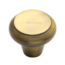 Heritage Flat Round Knob C3990 38mm Antique Brass