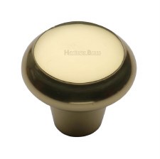 Heritage Flat Round Knob C3990 38mm Polished Brass