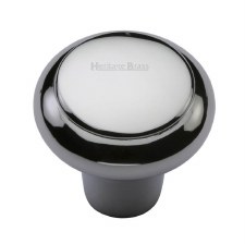 Heritage Flat Round Knob C3990 32mm Polished Chrome