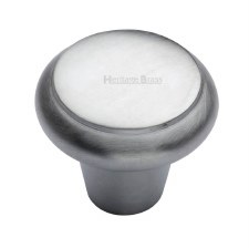 Heritage Flat Round Knob C3990 38mm Satin Chrome
