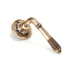 From The Anvil Reeded Round Rose Door Handles Unsprung Polished Bronze From The Anvil Reeded Round Rose Door Handles Unsprung Polished Bronze