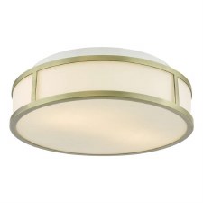 Royce Bathroom Flush Ceiling Light Antique Brass