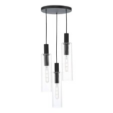 Ruben 3 Light Cluster Pendant Satin Black & Clear Ribbed Glass Ruben 3 Light Cluster Pendant Satin Black & Clear Ribbed Glass