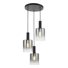 Savannah 3 Light Cluster Pendant Matt Black & Smoked Glass Savannah 3 Light Cluster Pendant Matt Black & Smoked Glass
