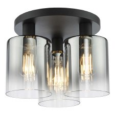 Savannah 3 Light Flush Pendant Matt Black & Smoked Glass Savannah 3 Light Flush Pendant Matt Black & Smoked Glass