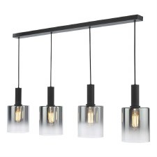 Savannah 4 Light Bar Pendant Matt Black & Smoked Glass Savannah 4 Light Bar Pendant Matt Black & Smoked Glass