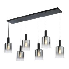 Savannah 6 Light Bar Pendant Matt Black & Smoked Glass Savannah 6 Light Bar Pendant Matt Black & Smoked Glass
