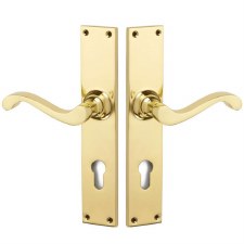 Shrewsbury Multipoint Door Handles Polished Brass Unlacquered