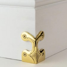 Skiffer Skirting Board Corner Protector Polished Brass 63mm