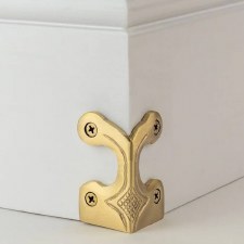 Skiffer Skirting Board Corner Protector Satin Brass 63mm