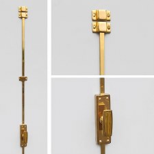 Art Deco Slimline Espagnolette Bolt Polished Brass Unlacquered