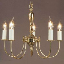 Solar 5 Arm Chandelier Polished Brass