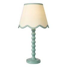Spool Table Lamp Blue with Shade