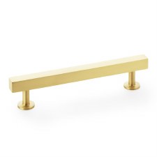 Square Cabinet Pull Handle 128mm Satin Brass